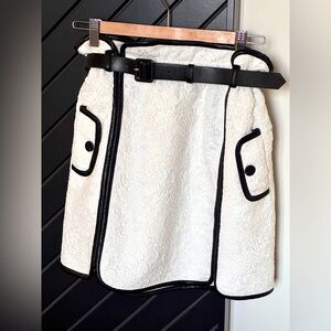 Self Portrait Lace skirt with leather trim and waist belt. Size 4. Worn once!!